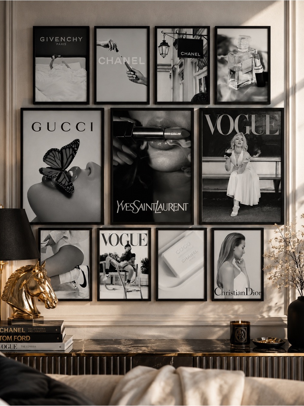 Pick any 5 Luxury B&W Fashion Prints | Chanel ~Vogue Designer Gallery Wall Decor